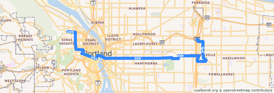 Mapa del recorrido Bus 15: Montgomery Park => Gateway Transit Center de la línea  en Portland.