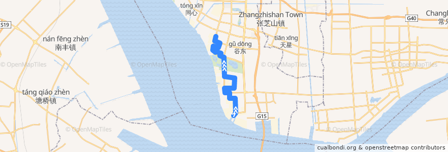 Mapa del recorrido 49路: 通常汽渡 => 新开 de la línea  en 老洪港管理区.