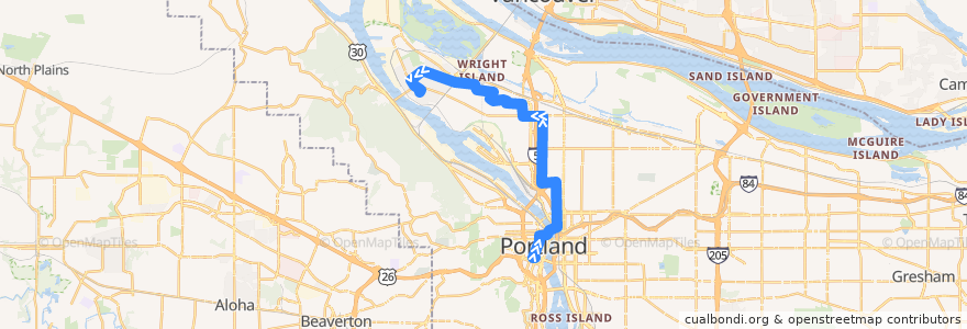 Mapa del recorrido Bus 4: Portland => Saint Johns de la línea  en Portland.