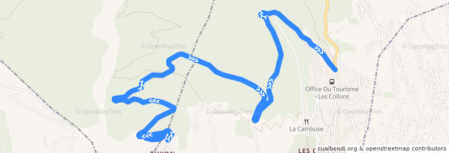 Mapa del recorrido Trajet de bus Sion - Thyon 2000 de la línea  en Vex.