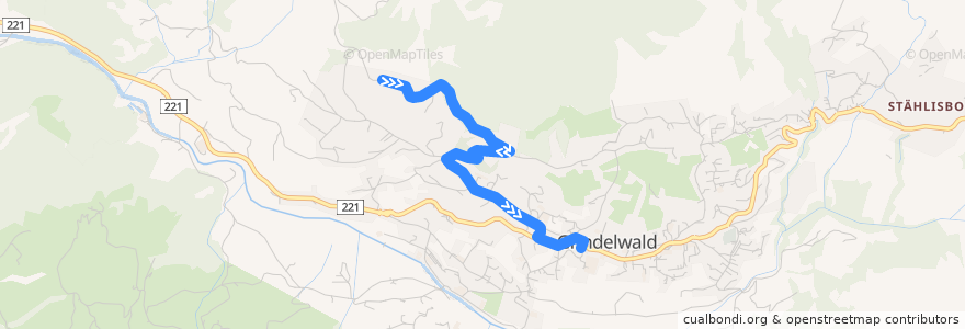 Mapa del recorrido BUS 5: Oberäll => Bahnhof de la línea  en Grindelwald.