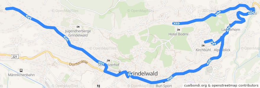 Mapa del recorrido Bus 31.124: Bodmi => Stutz (Skibus) de la línea  en Grindelwald.