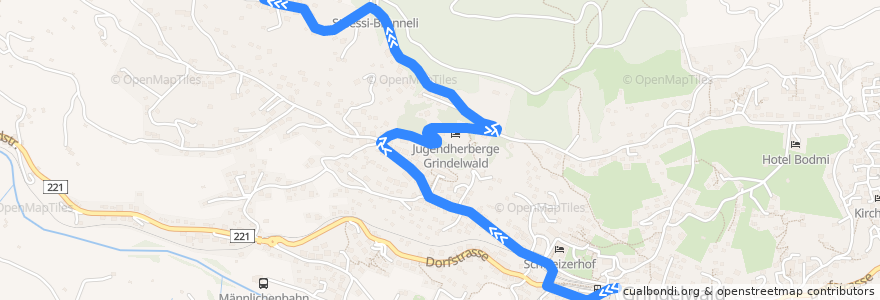 Mapa del recorrido Bus 31.125: Bahnhof => Oberäll (Skibus) de la línea  en Grindelwald.