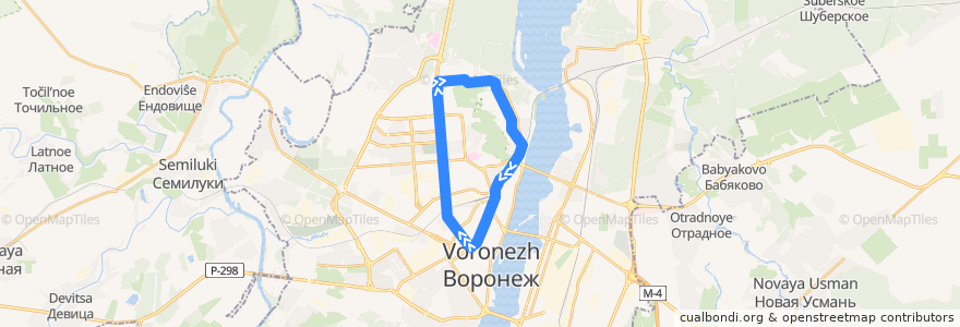 Mapa del recorrido Автобус №9КА: Кинотеатр Спартак - Кинотеатр Спартак de la línea  en городской округ Воронеж.