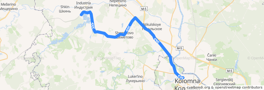 Mapa del recorrido Автобус: № 61 «Коломна (Старая Коломна) – Рыбхоз» de la línea  en городской округ Коломна.