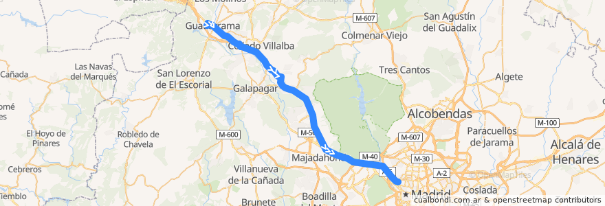 Mapa del recorrido Bus 682: Guadarrama → Villalba → Madrid (Moncloa) de la línea  en Autonome Gemeinschaft Madrid.