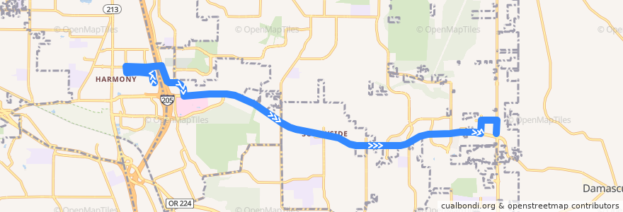 Mapa del recorrido Bus 155: Clackamas Town Center => 172nd & Sunnyside de la línea  en Clackamas County.