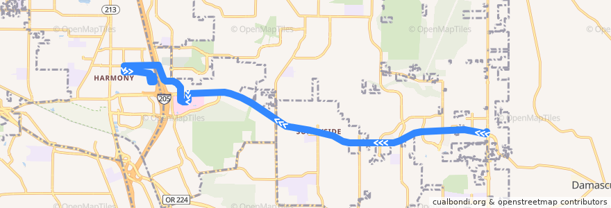 Mapa del recorrido Bus 155: 172nd & Sunnyside => Clackamas Town Center de la línea  en Clackamas County.