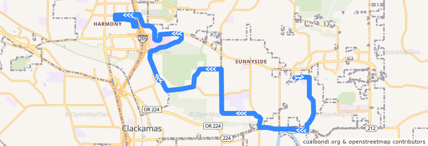 Mapa del recorrido Bus 156: 147th & Oregon Trail => Clackamas Town Center de la línea  en Clackamas County.