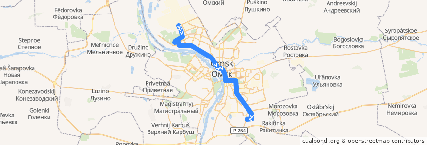 Mapa del recorrido Автобус №20 : Омский нефтеперерабатывающий завод - Московка-2 de la línea  en городской округ Омск.