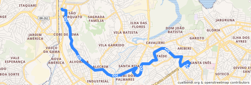 Mapa del recorrido 604 Terminal Ibes / Terminal São Torquato via Santa Rita/Alvorada de la línea  en Vila Velha.