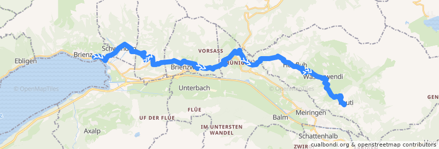 Mapa del recorrido Bus 151: Brienz => Hasliberg (Skibus) de la línea  en Verwaltungskreis Interlaken-Oberhasli.