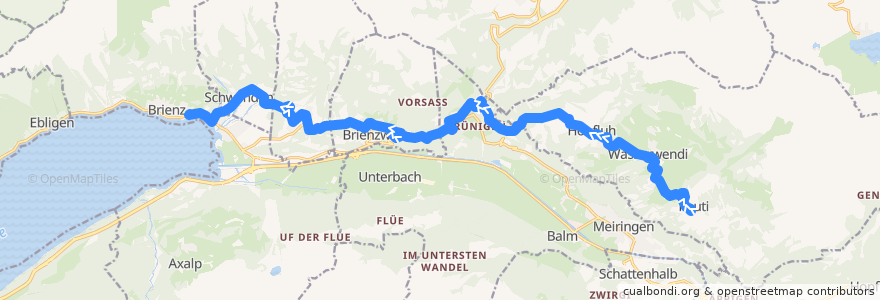 Mapa del recorrido Bus 151: Brienz => Hasliberg (Skibus) de la línea  en Verwaltungskreis Interlaken-Oberhasli.