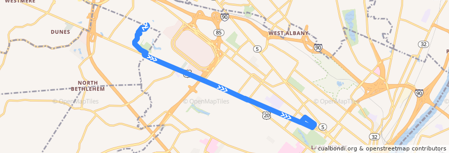 Mapa del recorrido CDTA 11 UAlbany Shuttle de la línea  en Albany County.