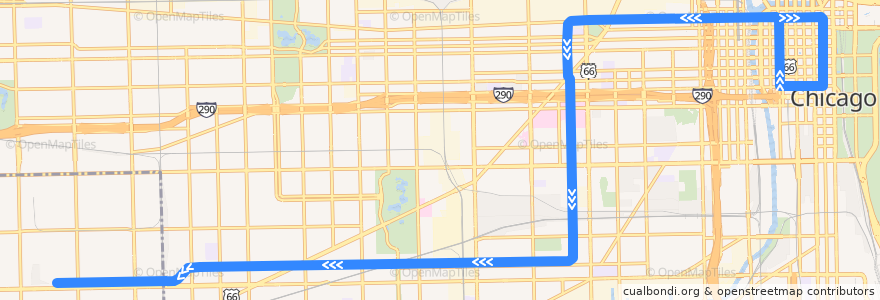Mapa del recorrido Pink Line to 54th/Cermak de la línea  en Chicago.