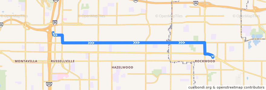 Mapa del recorrido Bus 25: Gateway Transit Center => Rockwood de la línea  en Multnomah County.