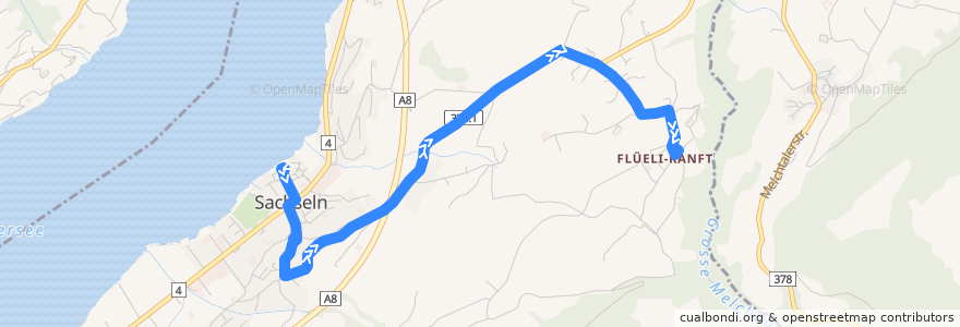 Mapa del recorrido Bus 351; Sachseln-Flüeli-Ranft de la línea  en Obwalden.