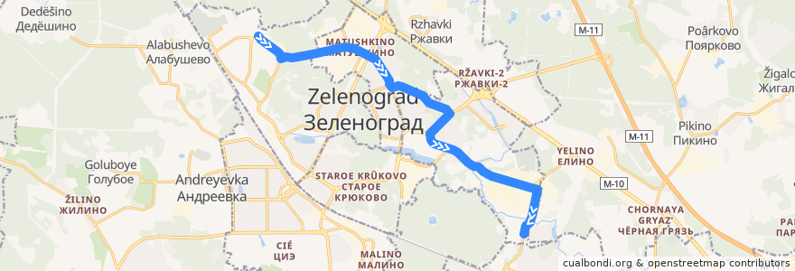 Mapa del recorrido Автобус № 27: Западная - Деревня Назарьево de la línea  en Зеленоградский административный округ.