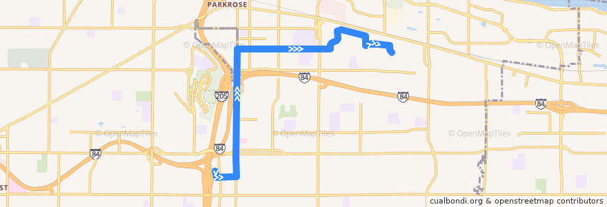 Mapa del recorrido Bus 22: Gateway Transit Center => Parkrose de la línea  en Portland.
