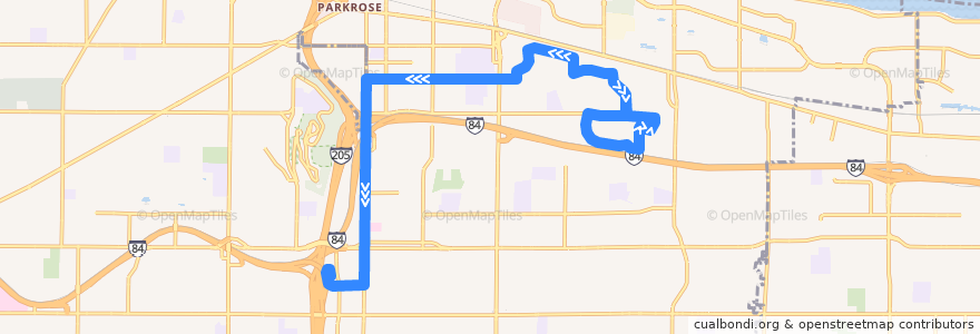 Mapa del recorrido Bus 22: Parkrose => Gateway Transit Center de la línea  en Portland.