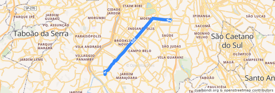 Mapa del recorrido 675L-10 Terminal Santo Amaro de la línea  en 상파울루.