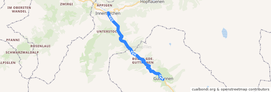 Mapa del recorrido Bus 171: Guttannen => Innertkirchen de la línea  en Interlaken-Oberhasli administrative district.