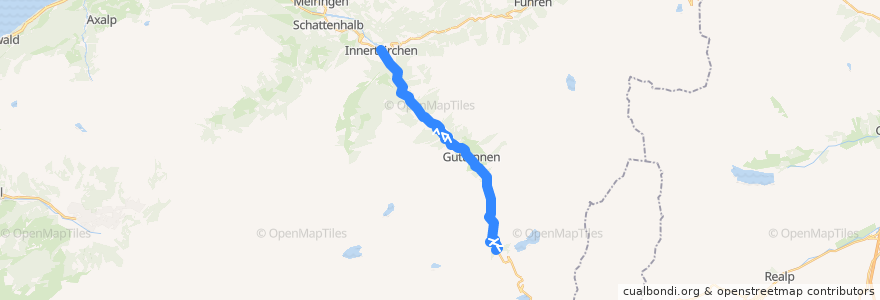 Mapa del recorrido Bus 171: Handegg => Innertkirchen de la línea  en Verwaltungskreis Interlaken-Oberhasli.