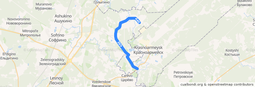 Mapa del recorrido Красноармейск - Михайловское de la línea  en Пушкинский городской округ.