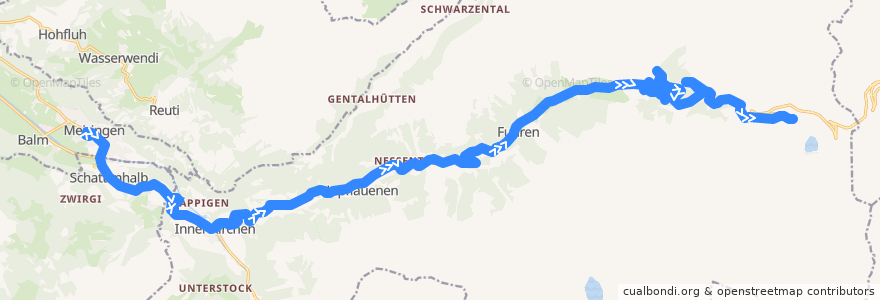 Mapa del recorrido Bus 162: Meiringen => Steingletscher de la línea  en Innertkirchen.