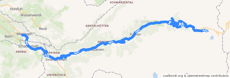 Mapa del recorrido Bus 162: Steingletscher => Meiringen de la línea  en Innertkirchen.