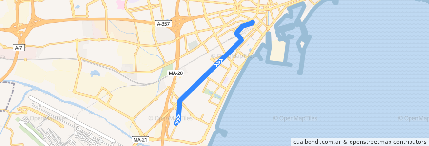 Mapa del recorrido Metro Linea 2: Palacio de los Deportes → El Perchel de la línea  en Málaga-Costa del Sol.