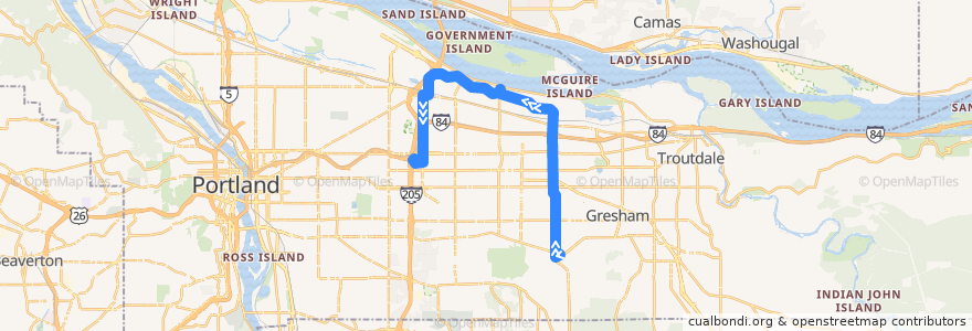 Mapa del recorrido Bus 87: Powell & 182nd => Gateway Transit Center de la línea  en Multnomah County.