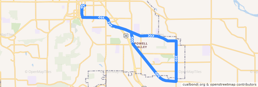 Mapa del recorrido Bus 84: Gresham Transit Center => Gresham Transit Center (Evening Loop) de la línea  en Gresham.