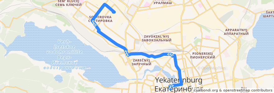 Mapa del recorrido Автобус 13а. Станция метро "Площадь 1905 года" - Уралтехгаз de la línea  en بلدية يكاترينبورغ.