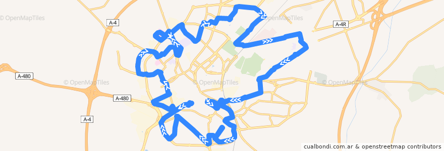 Mapa del recorrido Línea Bus 9 Circular 2 de la línea  en Херес-де-ла-Фронтера.