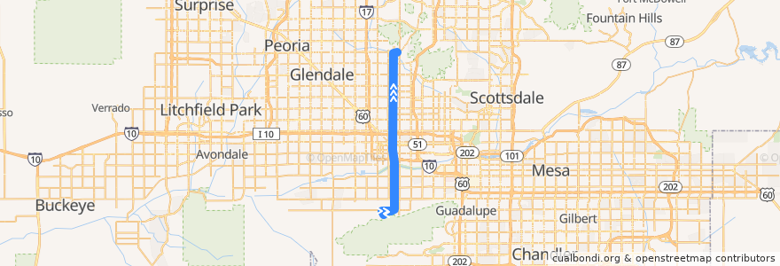 Mapa del recorrido bus 0 SB de la línea  en Phoenix.