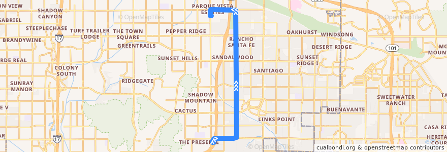 Mapa del recorrido bus 39 NB de la línea  en Phoenix.