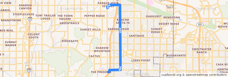 Mapa del recorrido bus 39 SB de la línea  en 菲尼克斯 / 鳳凰城.