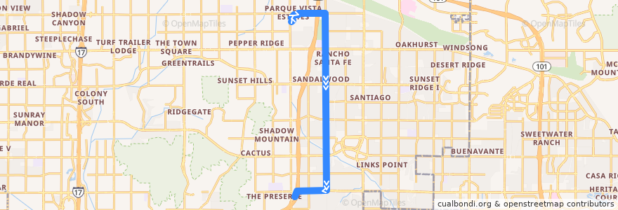 Mapa del recorrido bus 39 SB de la línea  en Phoenix.