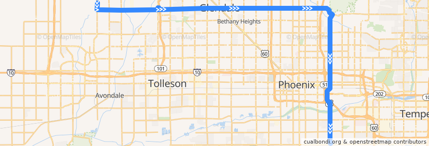 Mapa del recorrido bus 70 EB de la línea  en Maricopa County.