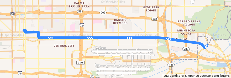 Mapa del recorrido bus 1 WB de la línea  en フェニックス.