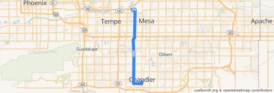 Mapa del recorrido Bus 104 SB de la línea  en Maricopa County.