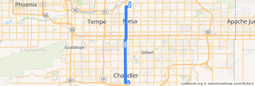 Mapa del recorrido bus 112 SB de la línea  en Maricopa County.