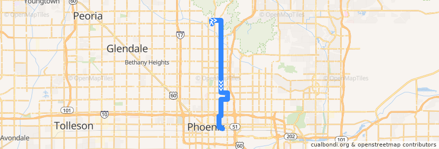 Mapa del recorrido bus 12 NB de la línea  en Phoenix.