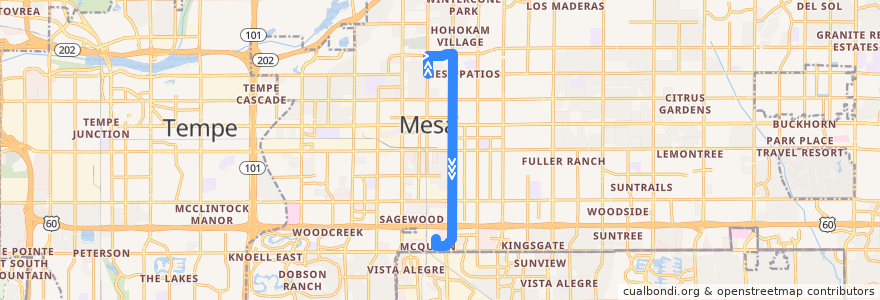 Mapa del recorrido bus 120 NB de la línea  en Mesa.