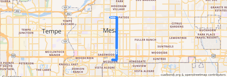 Mapa del recorrido bus 120 SB de la línea  en Mesa.