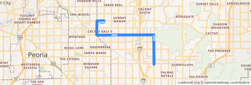 Mapa del recorrido bus 122 EB de la línea  en Maricopa County.