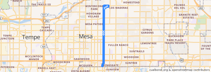 Mapa del recorrido bus 128 NB de la línea  en Mesa.