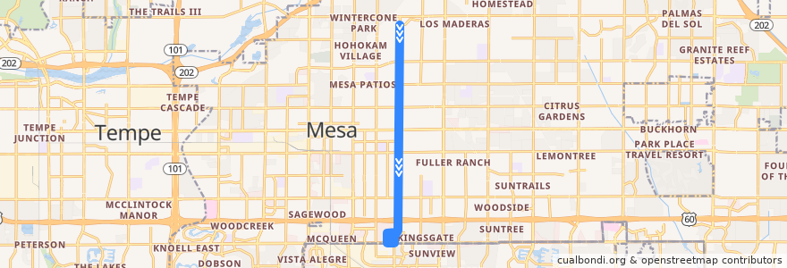 Mapa del recorrido bus 128 SB de la línea  en Mesa.