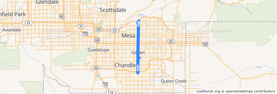 Mapa del recorrido bus 136 NB de la línea  en Maricopa County.